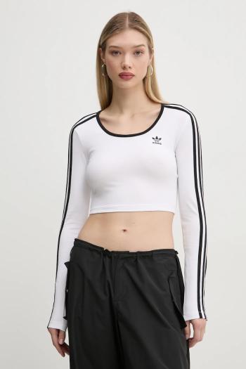 Tričko s dlhým rukávom adidas Originals 3S LS CROP dámske, biela farba, JD4625