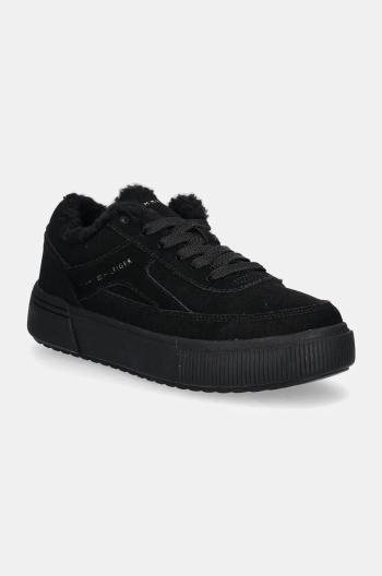 Semišové tenisky Tommy Hilfiger SUEDE VULC WINTER SNEAKER LO čierna farba, FW0FW08107