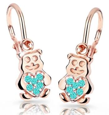 Cutie Jewellery Detské náušnice z ružového zlata Medvedíky C2751-10-X-4 svetlo zelená