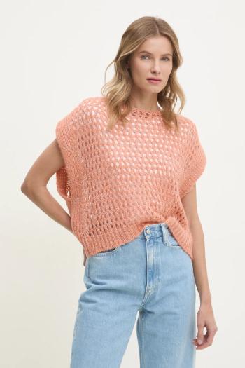 Vesta s prímesou vlny United Colors of Benetton oranžová farba, 114VD10BR
