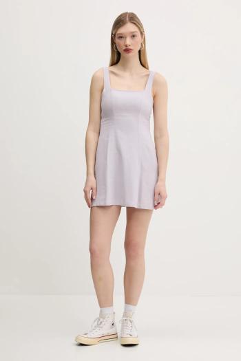 Ľanové šaty Hollister Co. fialová farba, mini, áčkový strih, KI359-5265