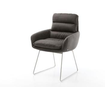 Jedálenská stolička Abelia-Flex s podrúčkami antracitová vintage tenká