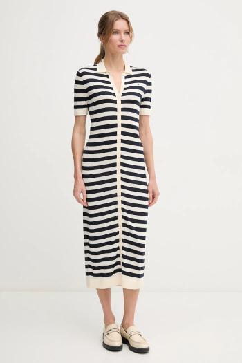 Šaty Tommy Hilfiger tmavomodrá farba, midi, priliehavá, WW0WW44529