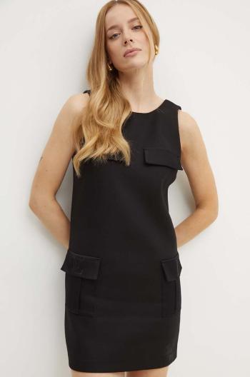 Šaty Elisabetta Franchi čierna farba, mini, áčkový strih, AB65846E2