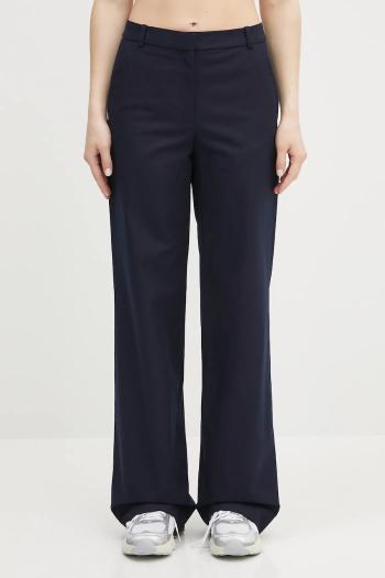 Bavlnené nohavice A.P.C. pantalon margaret dámske, tmavomodrá farba, široké, vysoký pás, COHFU.F08476