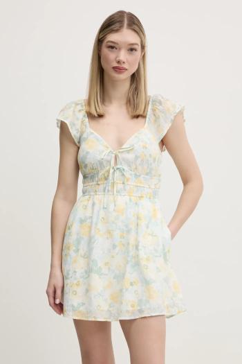 Bavlnené šaty Hollister Co. biela farba, mini, áčkový strih, KI359-5018