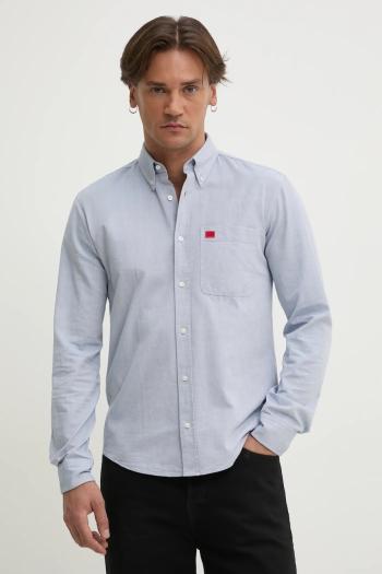 Bavlnená košeľa HUGO pánska, slim, s golierom button-down