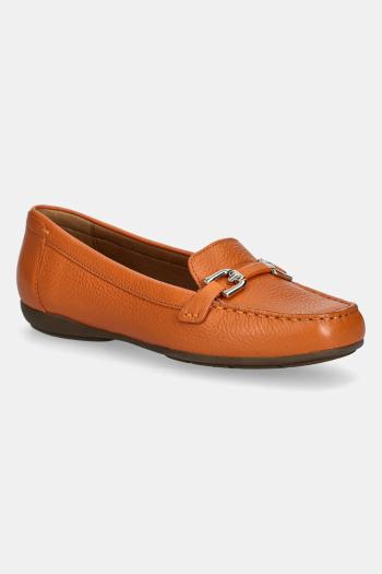 Kožené mokasíny Geox D ANNYTAH MOC dámske, oranžová farba, na plochom podpätku, D84BMA 00046 C2008