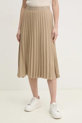 Sukňa Tommy Hilfiger béžová farba, midi, áčkový strih, WW0WW43886