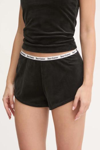 Pyžamové šortky Juicy Couture AUSTYN RIB VELOUR SHORTY dámske, čierna farba, JCLHS125502