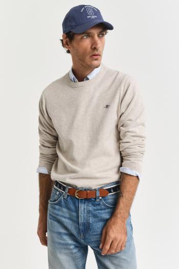 SVETR GANT CLASSIC COTTON C-NECK LIGHT BEIGE MELANGE