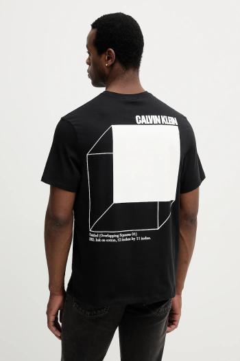 Bavlnené tričko Calvin Klein Jeans pánske, čierna farba, s potlačou, LV04RC805G