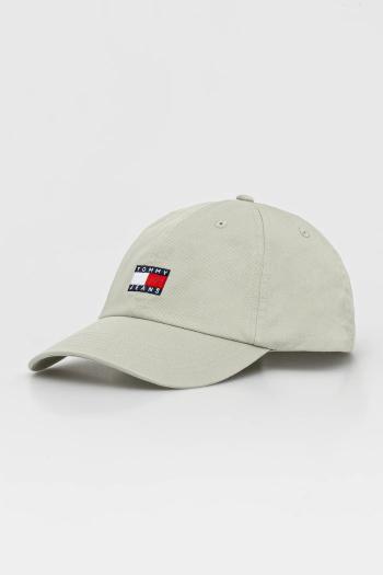 Bavlnená šiltovka Tommy Jeans zelená farba, s nášivkou