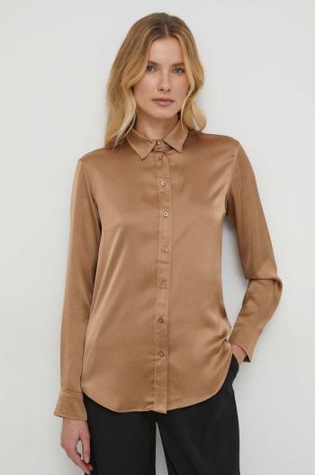 Košeľa Lauren Ralph Lauren hnedá farba, regular, s klasickým golierom, 200918715