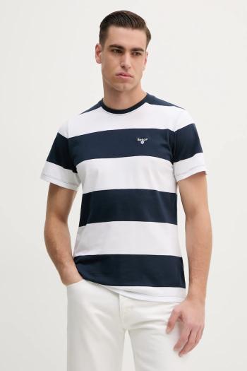 Bavlnené tričko Barbour Whalton Stripe T-Shirt pánske, tmavomodrá farba, vzorované, MTS1255