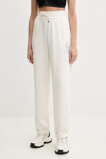 Tepláky Armani Exchange dámske, béžová farba, rovné, vysoký pás, XW000096 AF10804