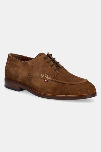 Semišové poltopánky Tommy Hilfiger HILFIGER THUNIT SUEDE M TOE SHOE pánske, hnedá farba, FM0FM05468