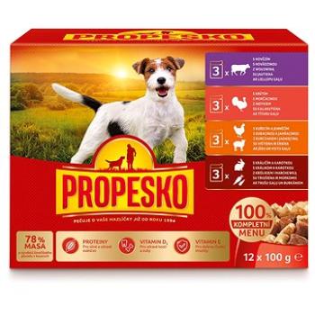 Propesko vrecko pes kura/jahňa, morka, králik/mrkva, hovädzie 12 × 100 g (8595606404922)