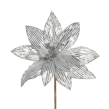 ArtFir Vianočný kvet 97B | biela/strieborná 25 x 15 cm