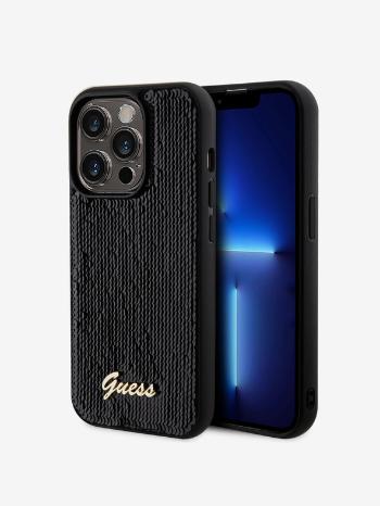 Guess Sequin Script Logo Zadní Kryt pro iPhone 14 Pro Black Telefontok Lila