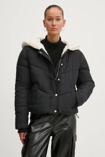 Bunda Hollister Co. dámska, čierna farba, zimná, KI344-4601