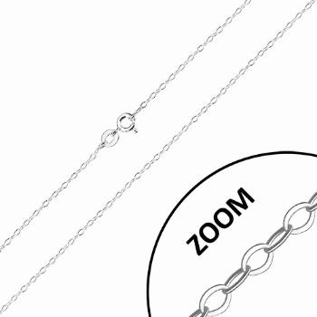 Lesklá retiazka zo striebra 925 - ploché oválne očká, kolmé napájanie, 1,4 mm