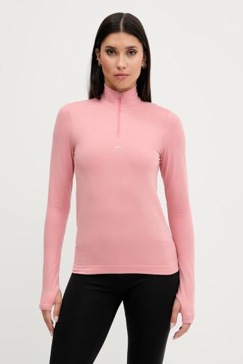 Tričko s dlhým rukávom Pangaia Plant-Stretch Zipped Long Sleeve Top ružová farba, 10002426