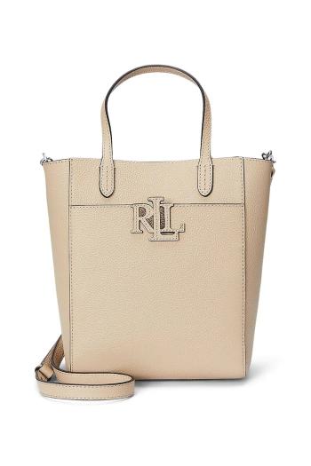 Kožená kabelka Lauren Ralph Lauren béžová farba, 431966760