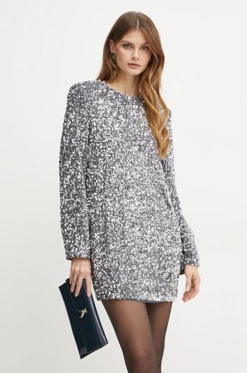 Šaty Elisabetta Franchi šedá farba, mini, rovný strih, AB70347E2