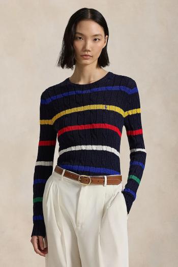 Bavlnený sveter Polo Ralph Lauren dámsky, tmavomodrá farba, 211960015