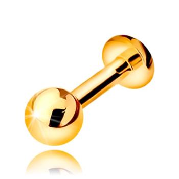 Labret do pery, brady a nad peru - lesklá hladká gulička, 9K zlato, 6 mm
