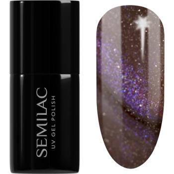 Semilac UV Hybrid Galaxy Flash gélový lak na nechty s použitím UV/LED lampy odtieň 827 AI Brown 7 ml