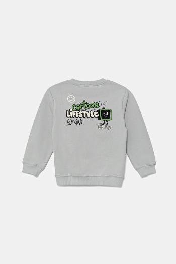 Detská bavlnená mikina United Colors of Benetton šedá farba, s potlačou, 3UNIG10II