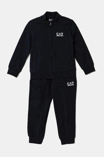 Detská bavlnená tepláková súprava EA7 Emporio Armani tmavomodrá farba, 7B000030 AF10380