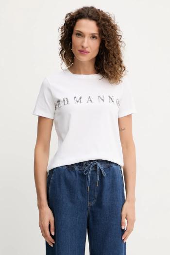 Bavlnené tričko Ermanno Scervino dámske, biela farba, 57TL012EE2R