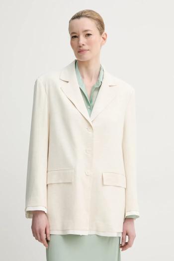 Sako s prímesou ľanu ISABELLE BLANCHE béžová farba, jednoradová, jednofarebná, IS25SS-J087-T005