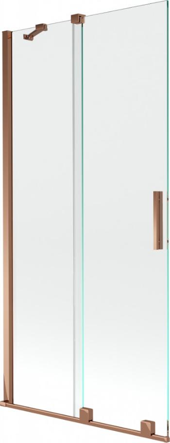 MEXEN/S - Velar Dvojkrídlová posuvná vaňová zástena 95 x 150, transparent, růžové zlato 896-095-000-01-60