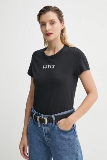 Bavlnené tričko Levi's THE PERFECT TEE dámske, čierna farba, 17369