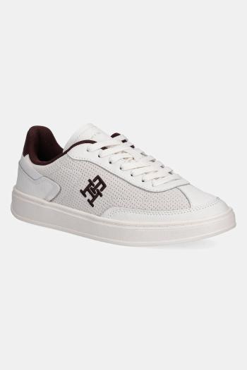 Kožené tenisky Tommy Hilfiger TH HERITAGE SNEAKER PERF bordová farba, FW0FW08380