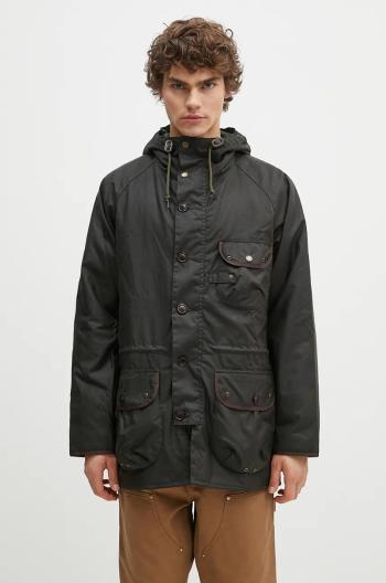 Voskovaná parka Barbour Field Wax Parka zelená farba, prechodná, MWX2349