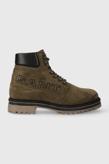 Semišové členkové topánky Gant Palrock pánske, zelená farba, 27643363.G710