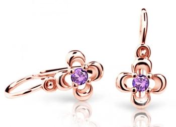 Cutie Jewellery Detské náušnice z ružového zlata C2013-10-X-4 fialová