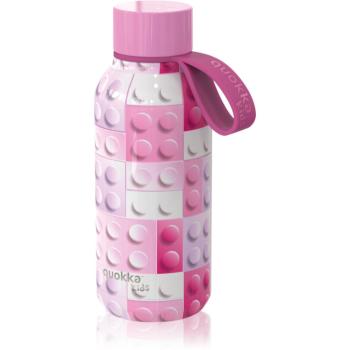 Quokka Solid Kids sticlă termos cu dispozitiv de prindere Pink Bricks 330 ml