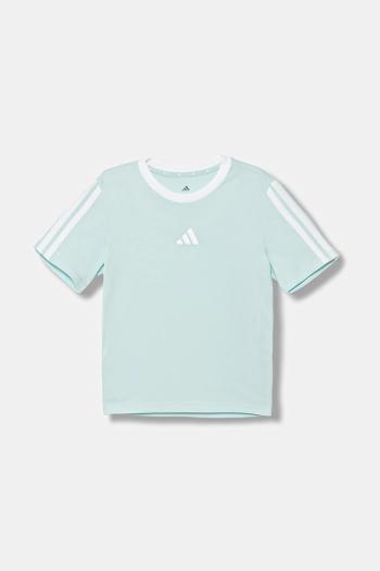 Detské bavlnené tričko adidas tyrkysová farba, JW8632