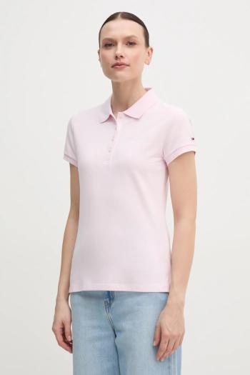 Polo tričko Tommy Hilfiger dámske, ružová farba, WW0WW45429