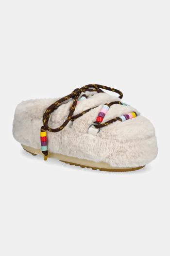 Papuče Moon Boot MB MULE FAUX FUR BEADS béžová farba, 80D1460250 L002