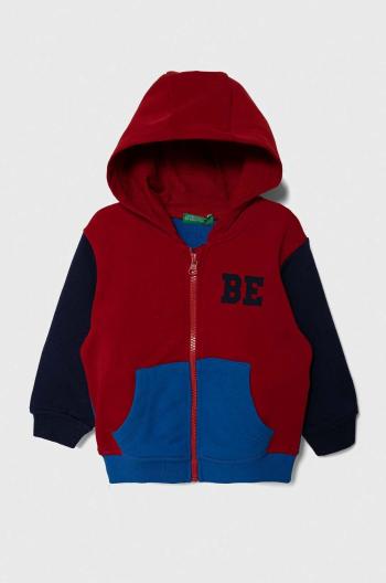 Detská bavlnená mikina United Colors of Benetton s kapucňou, vzorovaná