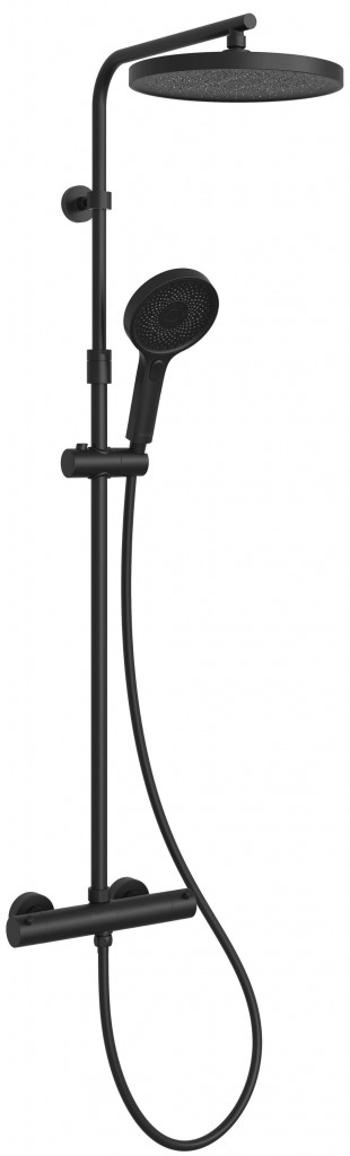 Kielle Kielle - Oudee Sprchový set s termostatom, 26 cm, 3 prúdy, matná čierna 20602014