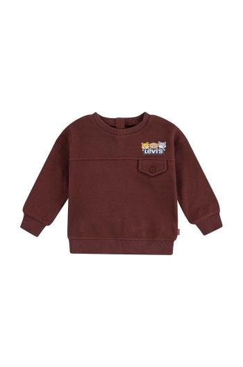 Mikina pre bábätká Levi's CHARACTER POCKET CREW hnedá farba, s potlačou, 6EL339