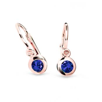 Cutie Jewellery Prekrásne detské náušnice z ružového zlata C1537-10-X-4 modrá